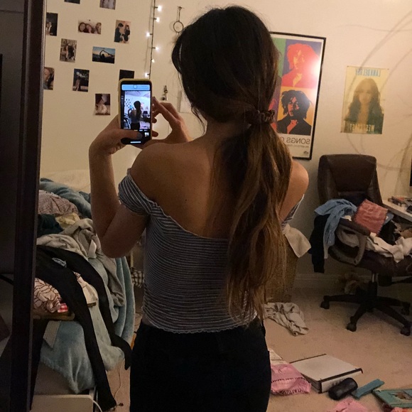 Brandy striped off the shoulder top worn once - Picture 1 of 3